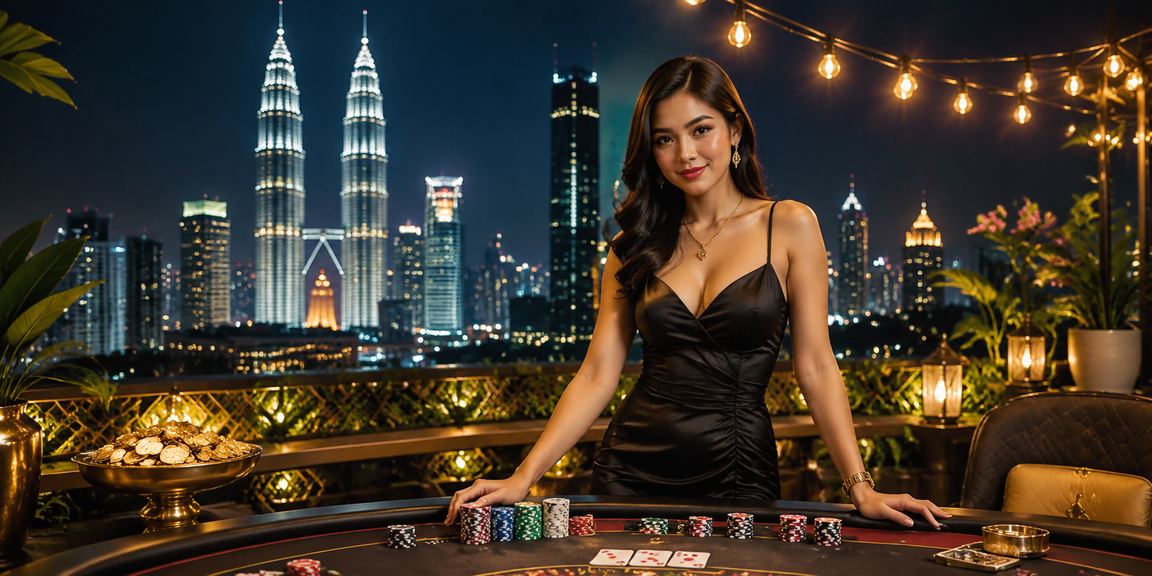 Permainan kad Teen Patti dalam suasana Kuala Lumpur yang moden dan meriah